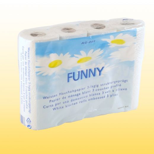 4 K�chenrollen 3-lagig hochwei� gepr�gt 26cm breit